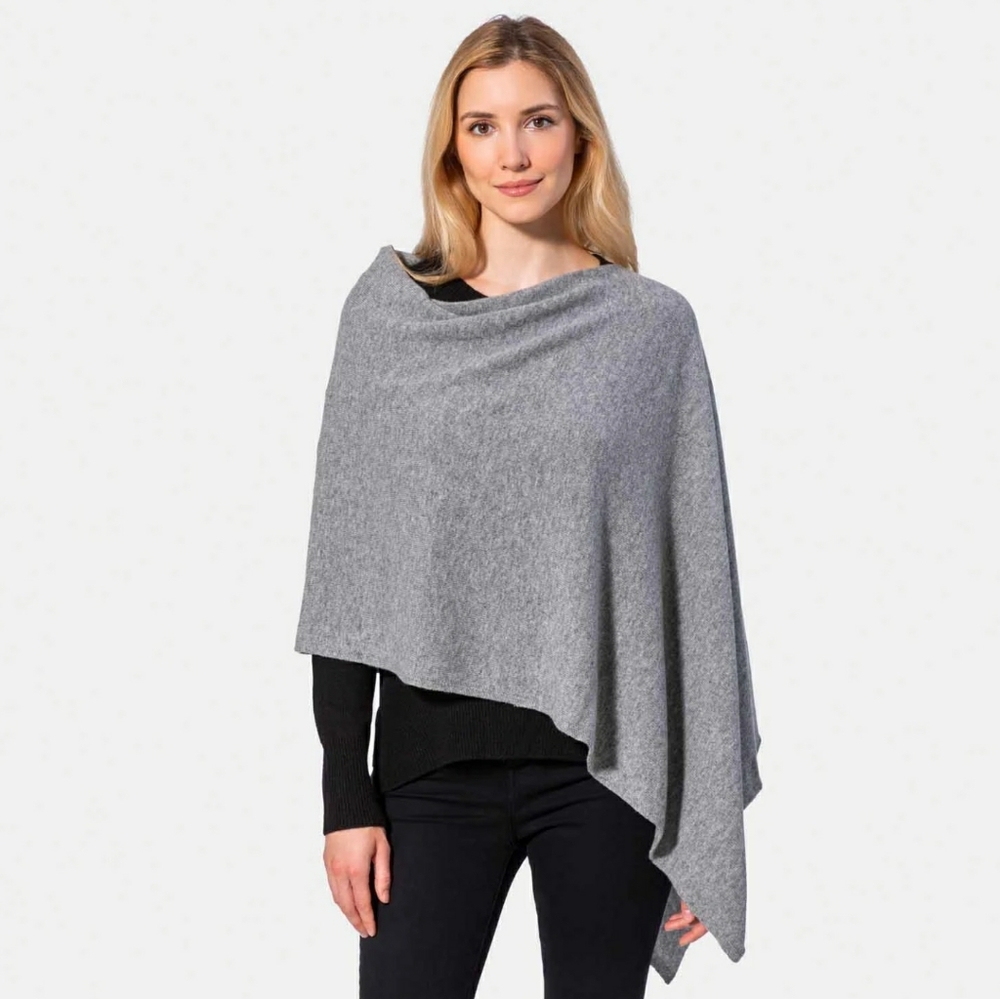 Amicale Asymmetrical Cashmere Knit Poncho